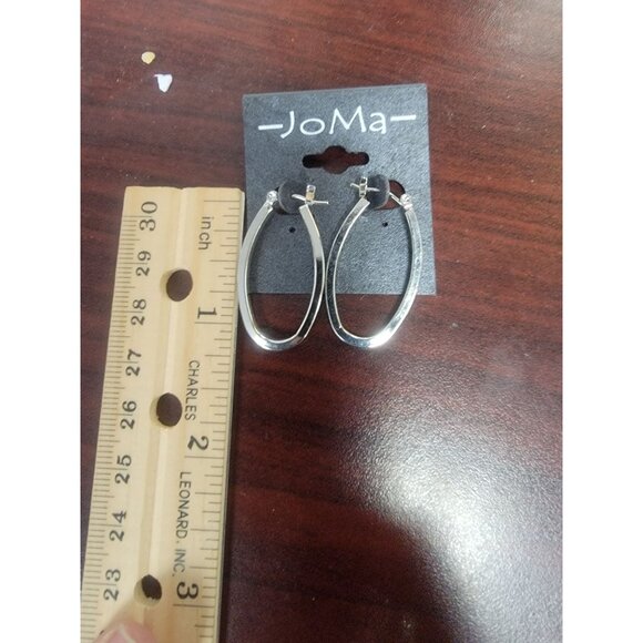 Silver Joma Oval Hoop Earrings For Women - Picture 2 of 2